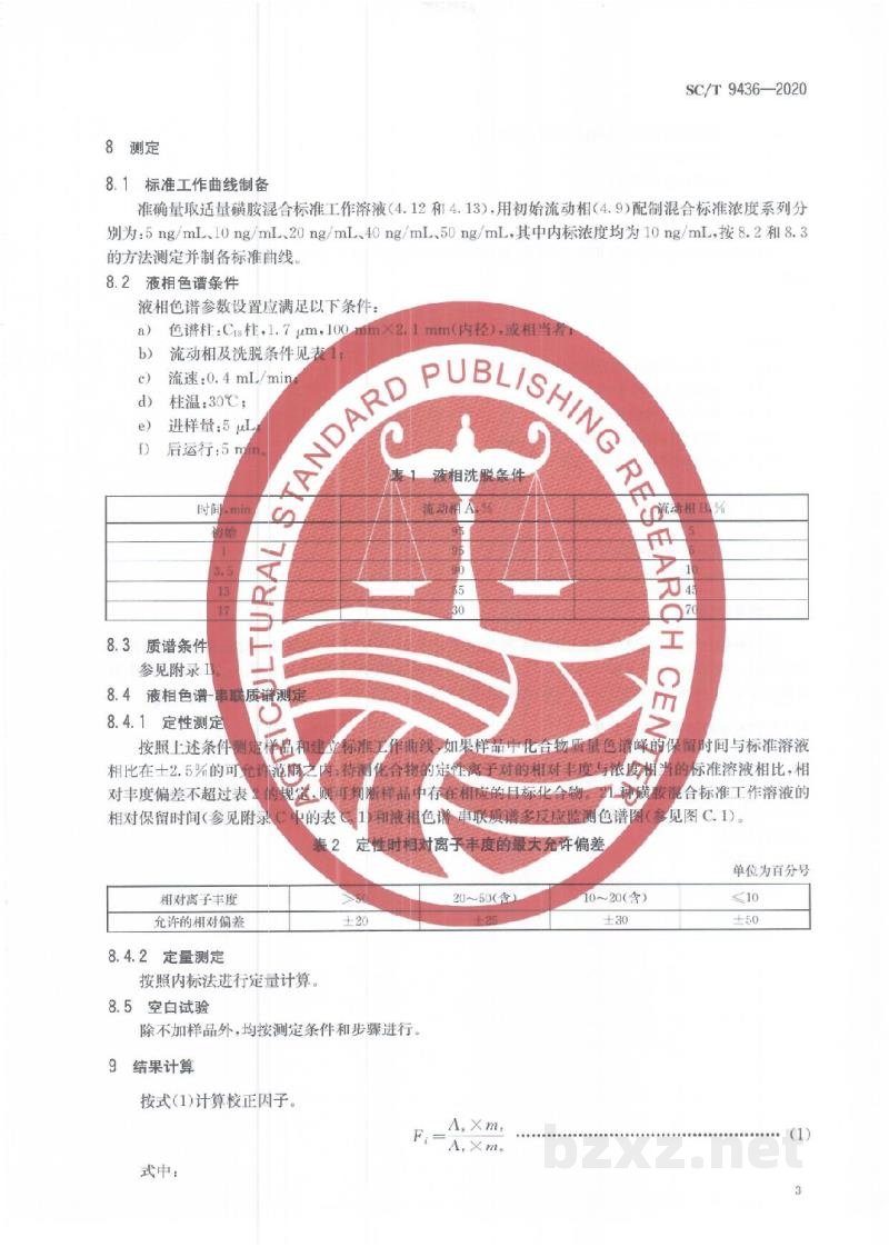 SC/T 9436-2020水产养殖环境（水体、底泥）中磺胺类药物的测定液相色谱-串联质谱法
