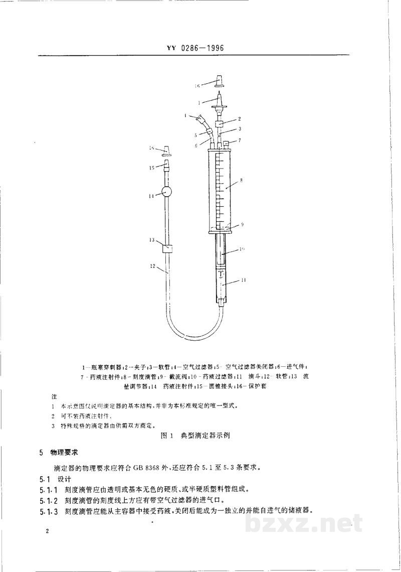YY 0286-1996一次性使用滴定管式输液器