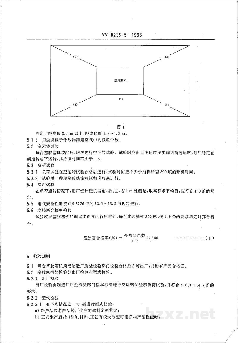 YY 0235.5-1995玻璃输液瓶塞胶塞机