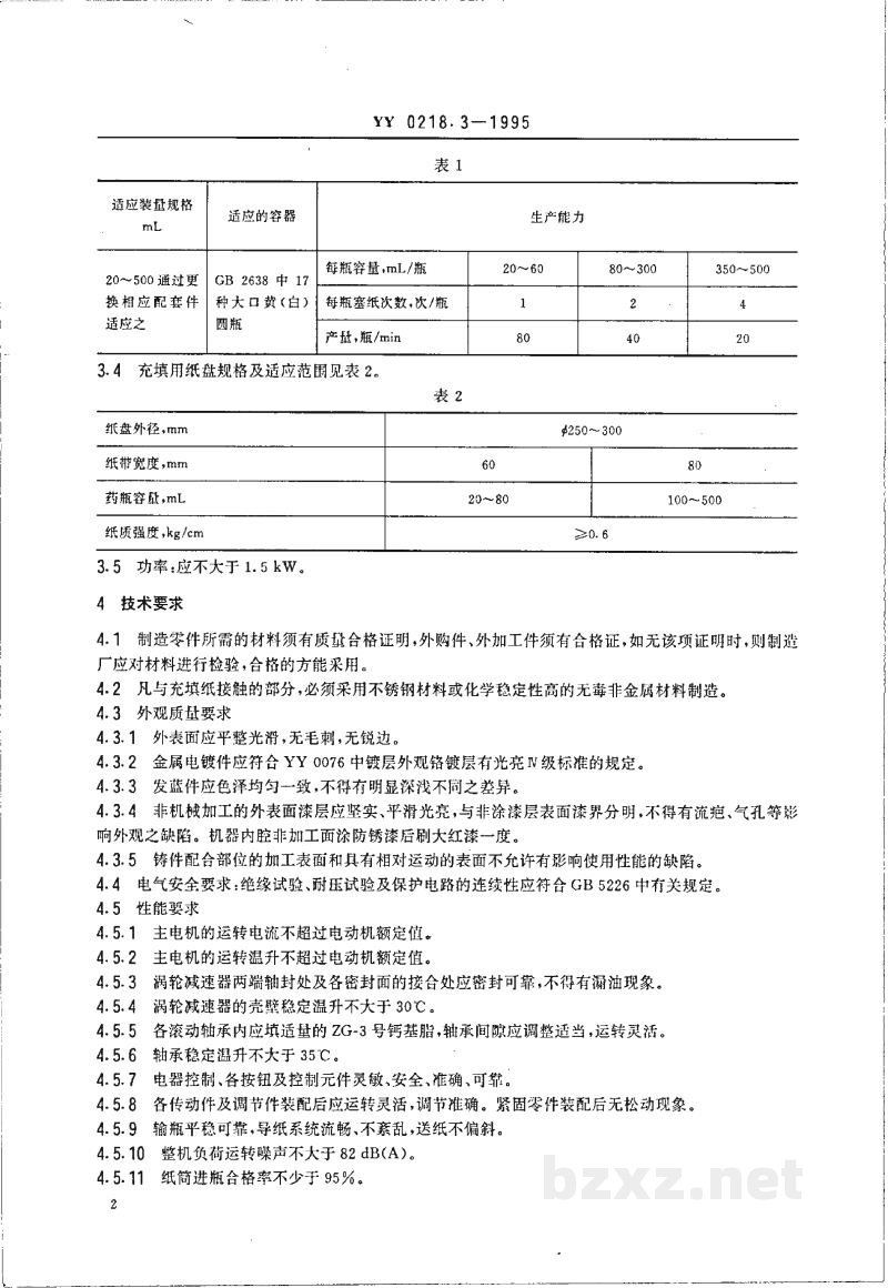 YY 0218.3-1995塞纸机