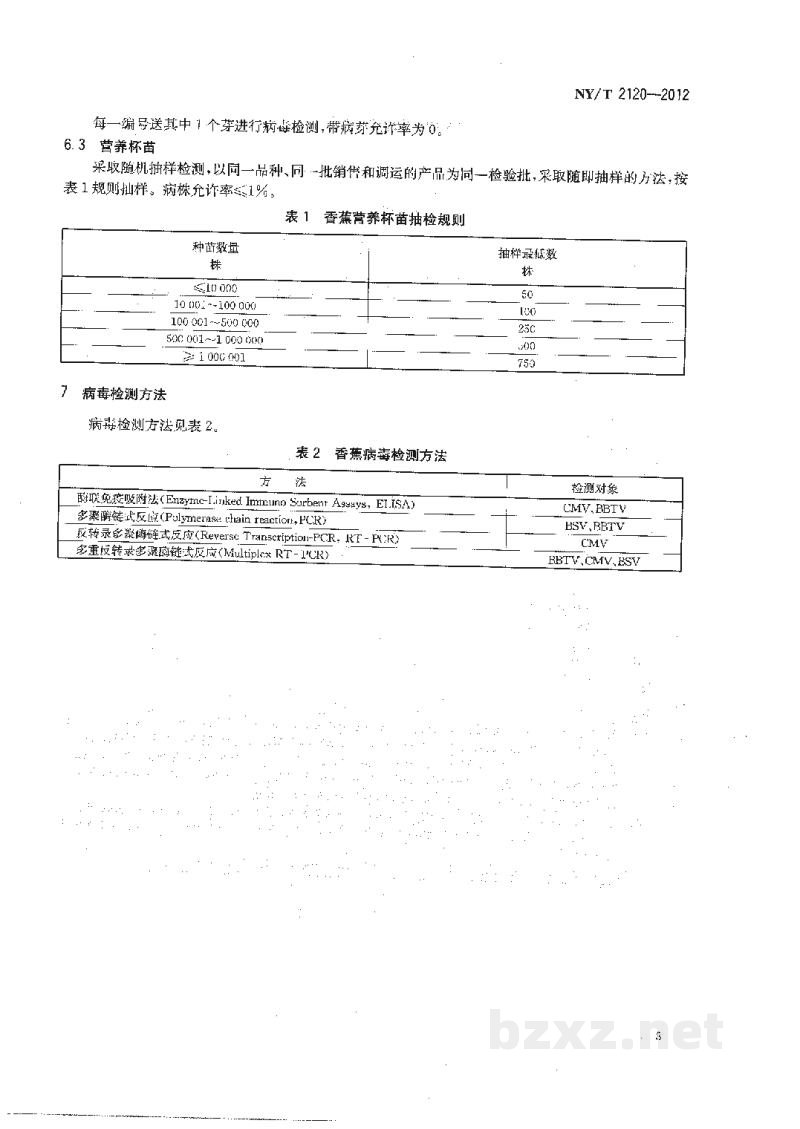 NY/T 2120-2012香蕉无病毒种苗生产技术规范