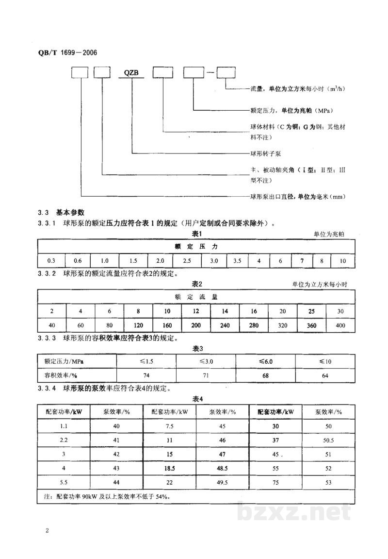 QB/T 1699-2006球形转子泵