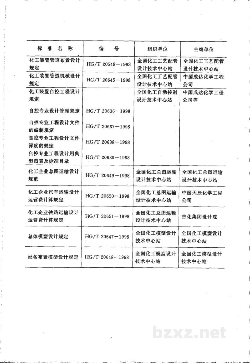 HG/T 20649-1998化工企业总图运输设计规范