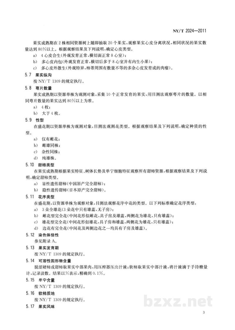 NY/T 2024-2011农作物优异种质资源评价规范柿