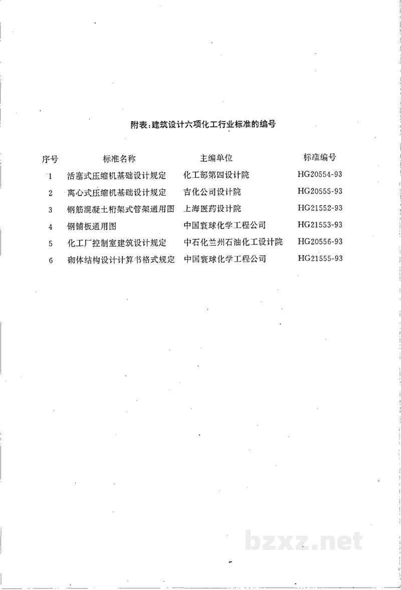 HG/T 21555-1993砌体结构设计计算书格式规定