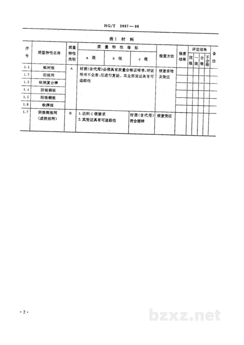 HG/T 2657-1995隔膜法金属阳极电解槽质量分等细则