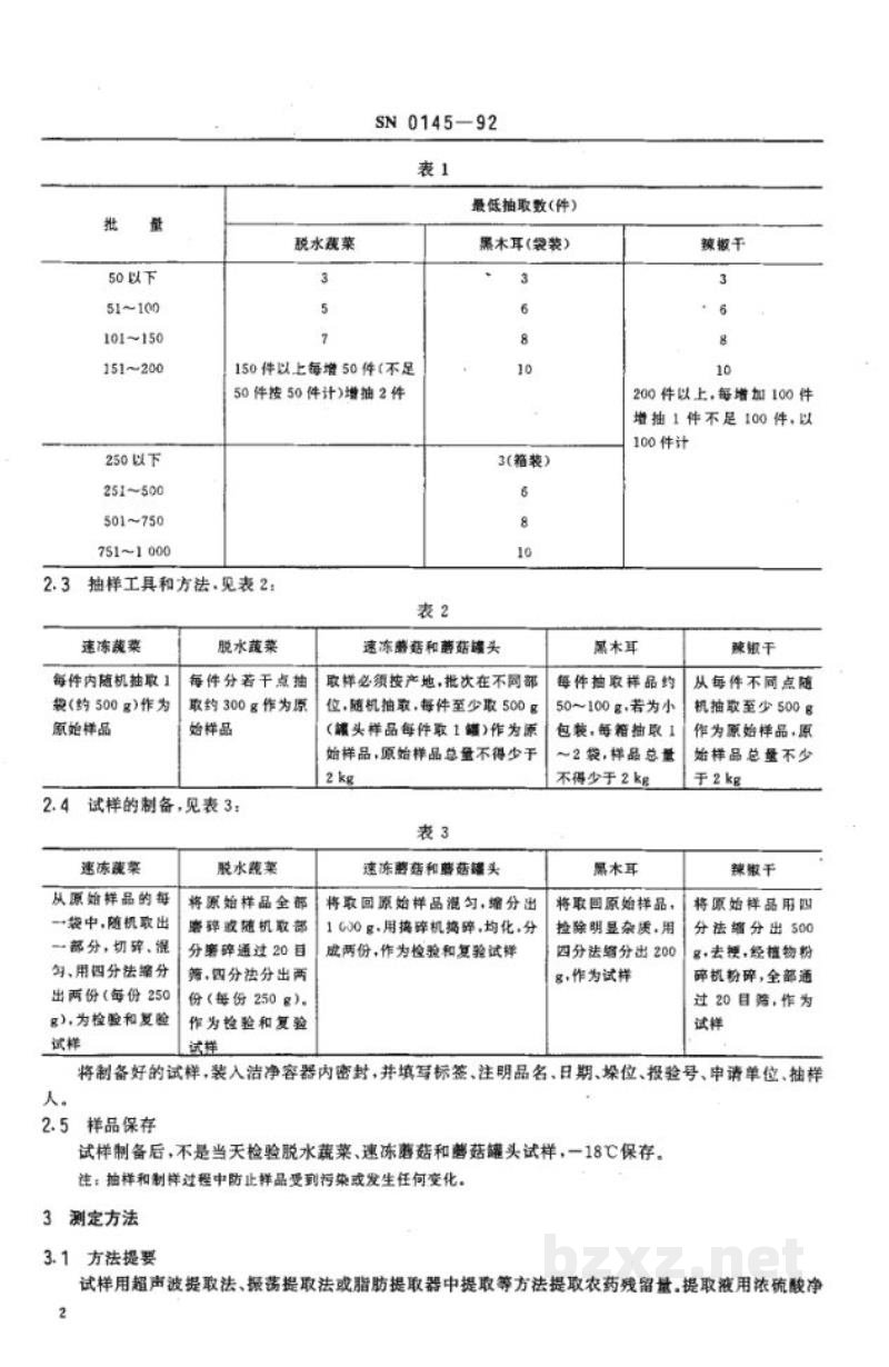 SN 0145-1992出口蔬菜及蔬菜制品中六六六、滴滴涕残留量检验方法