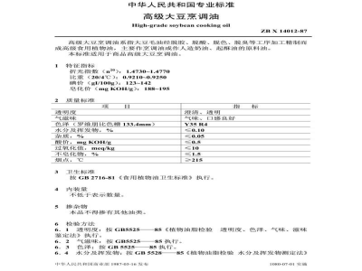 ZB X 14012-1987高级大豆烹调油