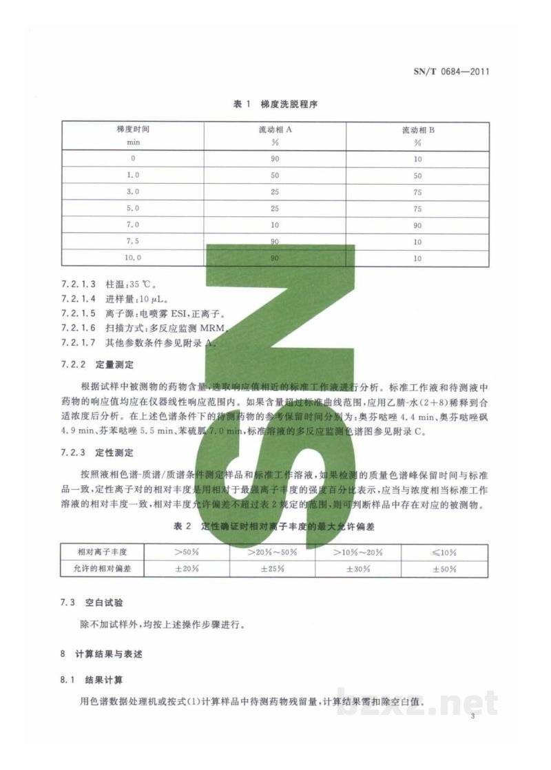 SN/T 0684-2011出口肉及肉制品中奥芬哒唑、芬苯哒唑、苯硫胍及奥芬哒唑砜残留量检测方法　液相色谱-质谱/质谱法