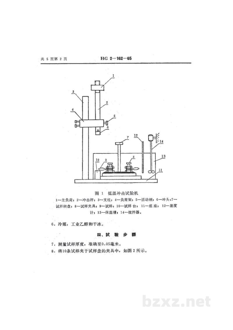 HG/T 2-162-1965塑料低温冲击压缩试验方法 