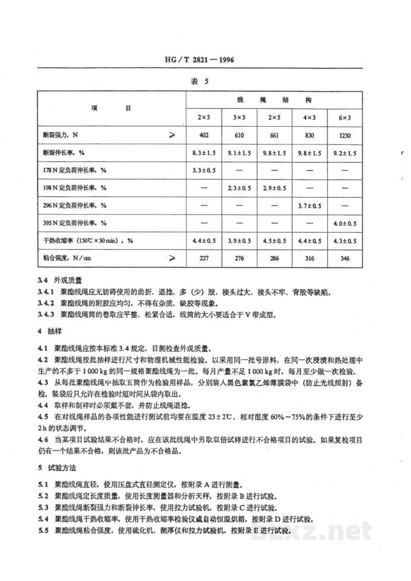 HG/T 2821-1996V带和多楔带用浸胶聚酯线绳 