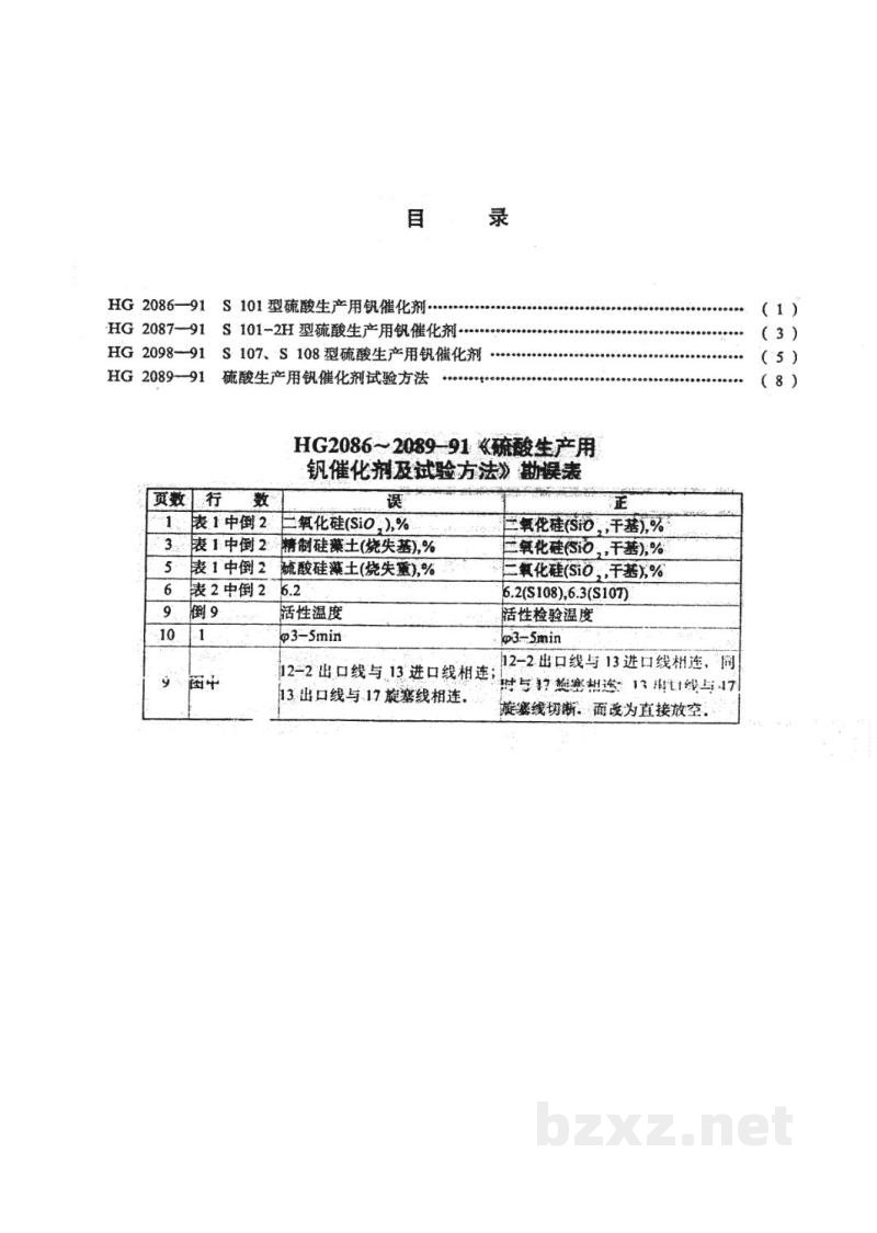 HG 2086-1991S101型硫酸生产用钒催化剂 