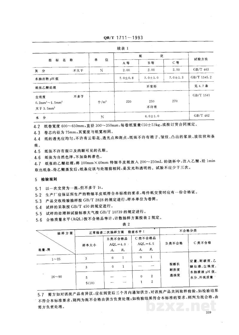 QB/T 1711-1993特细羊皮纸