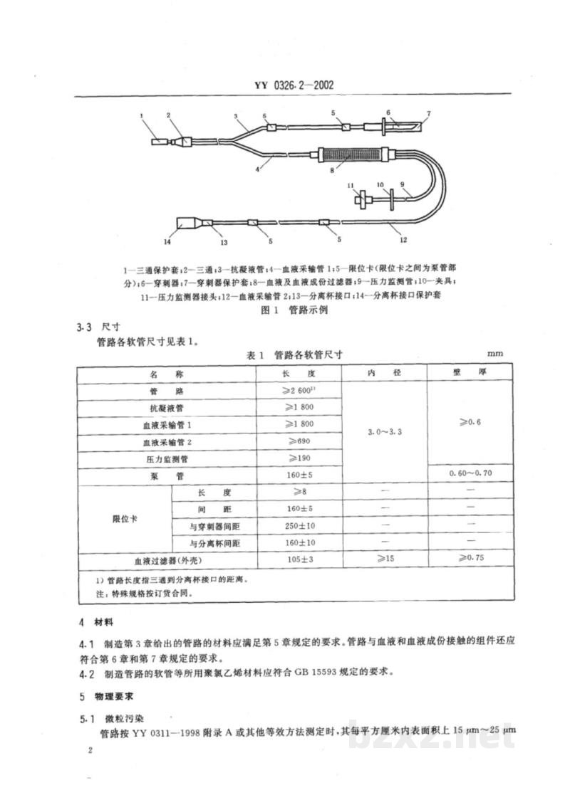 YY 0326.2-2002一次性使用离心式血浆分离器  第2部分:血浆管路