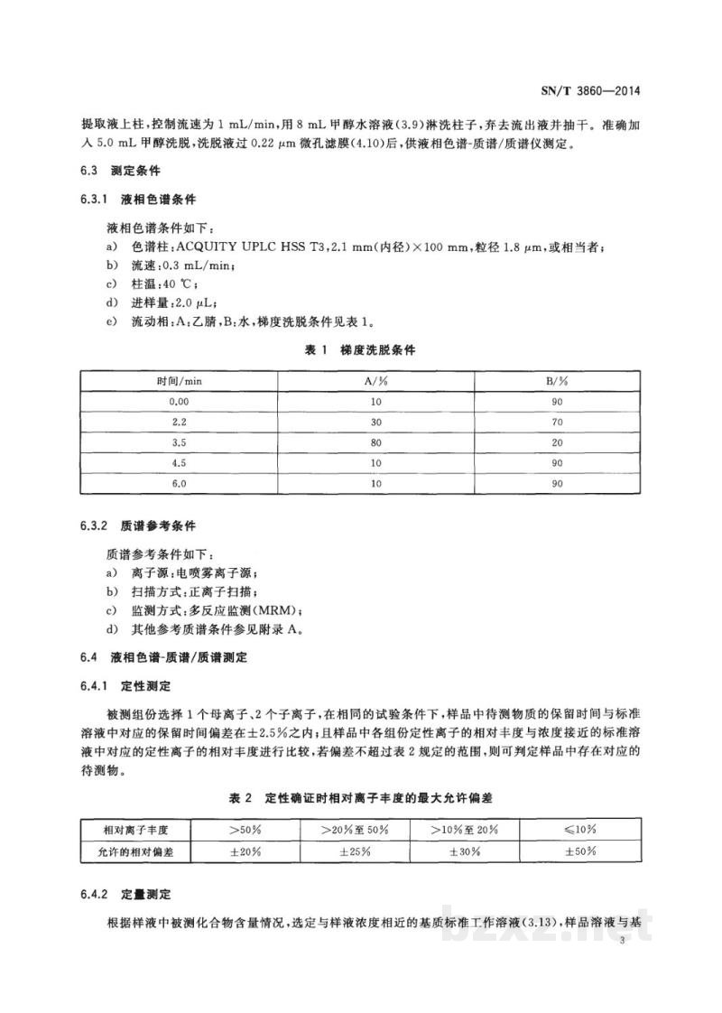SN/T 3860-2014出口食品中吡蚜酮残留量的测定 液相色谱-质谱/质谱法 