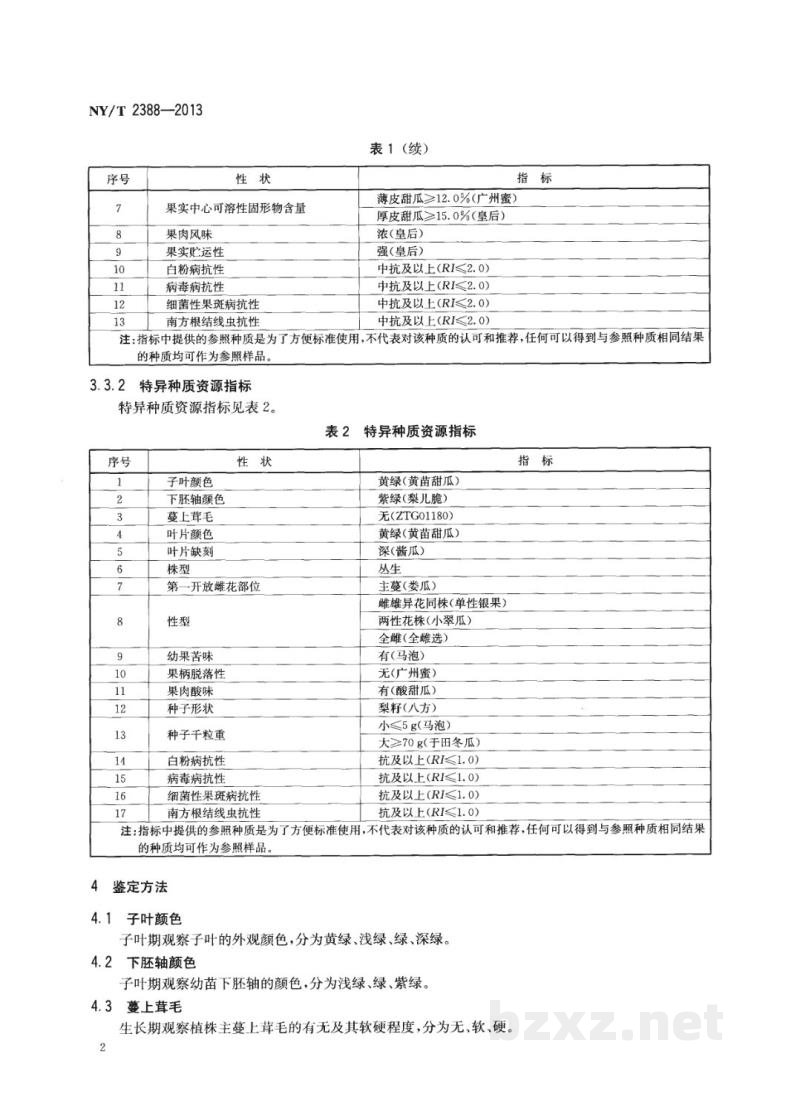 NY/T 2388-2013农作物优异种质资源评价规范甜瓜