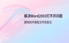 解决Word2003文档打不开的几种常见情况