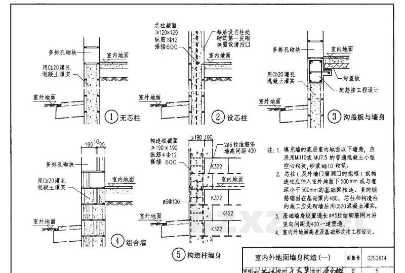 框架结构填充小型空心砌块墙体结构构造
