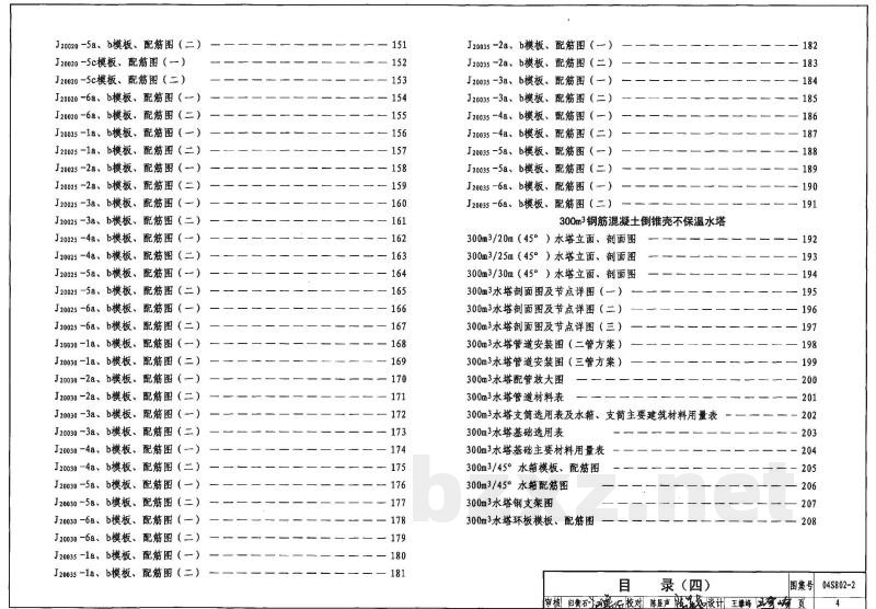 钢筋混凝土倒锥壳不保温水塔（150m3、200m3、300m3）