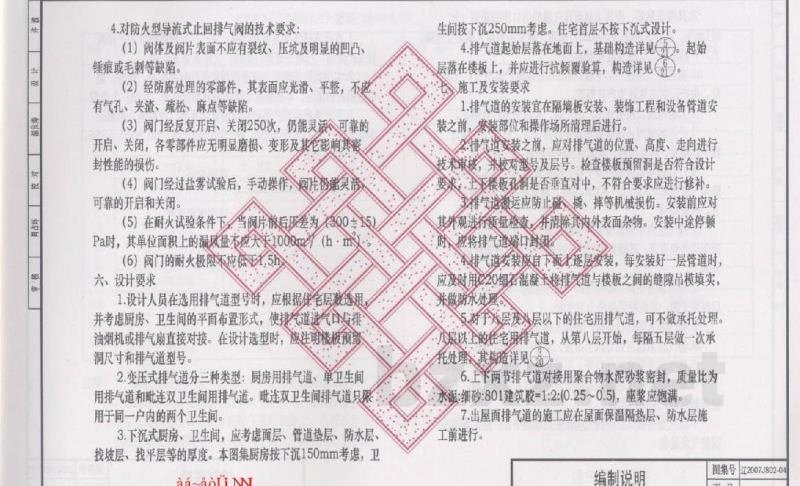  住宅厨房、卫生间防火型变压式排气道