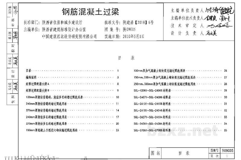  钢筋混凝土过梁图集（陕西省09系列结构规范）
