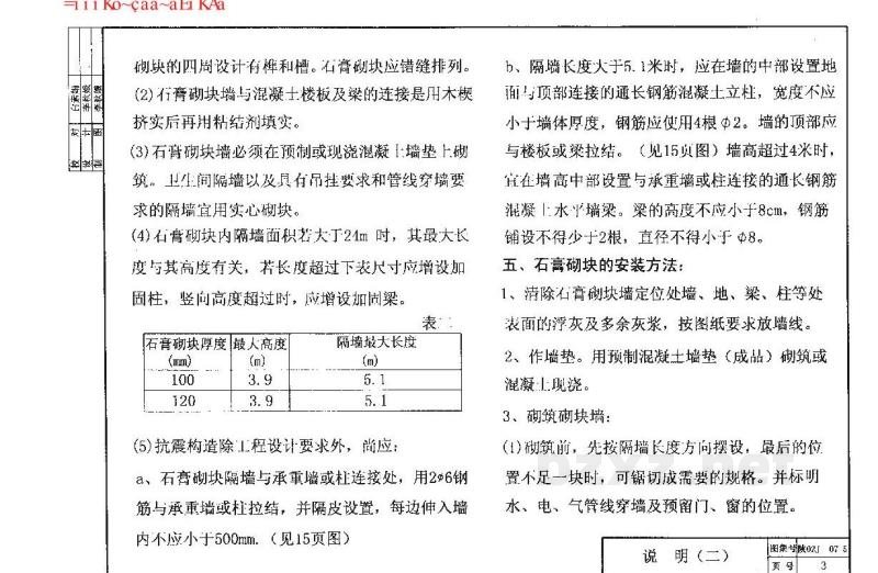  墙身（五）石膏砌块隔墙