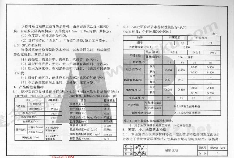  自粘橡胶沥青防水卷材（BAC.BS-P）和SPU防水涂料防水建筑构造